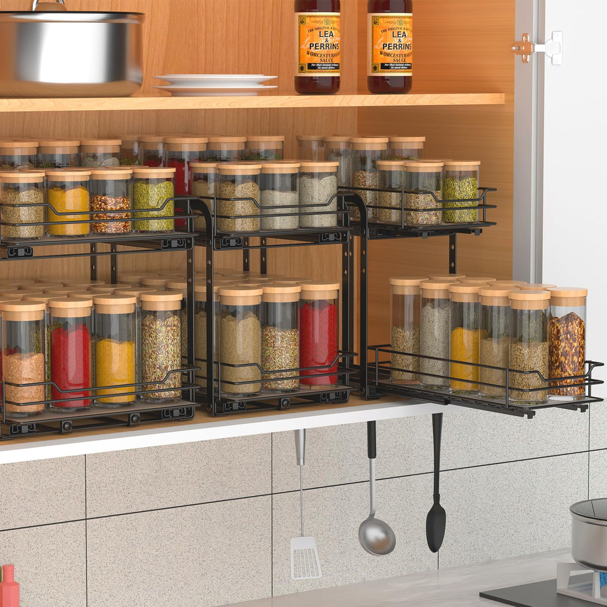 BOIVSHI kitchen organizer ideal for pantry and cabinet decluttering.
