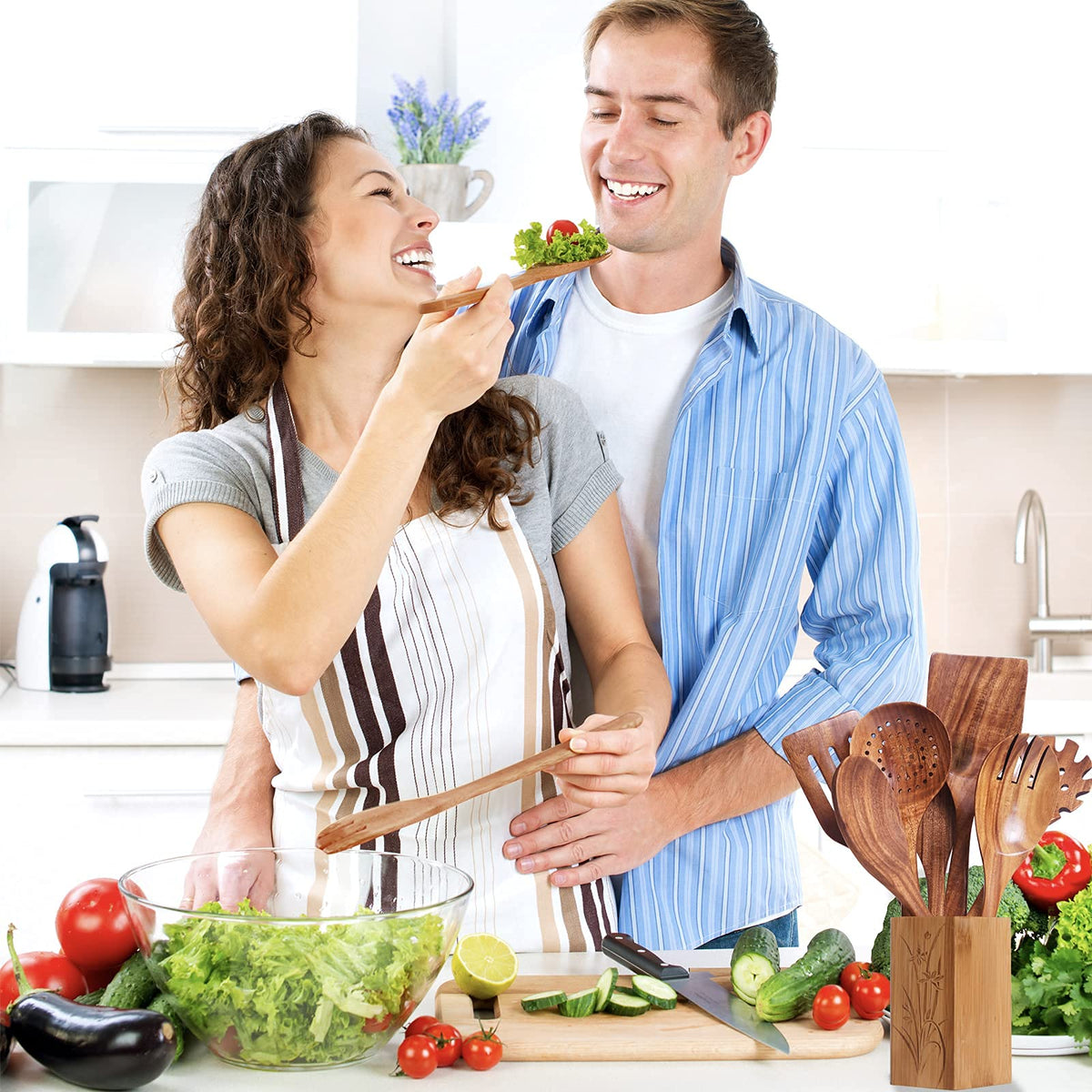BOKALAKA teak-mixing-spoon blends sauces and batters efficiently.