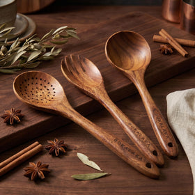 BOKALAKA teak salad fork ideal for mixing and tossing salads.