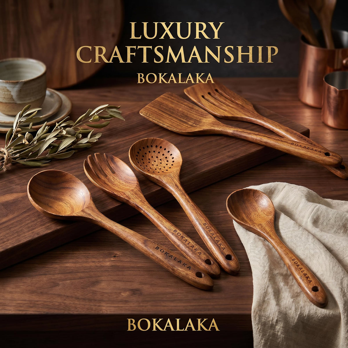 BOKALAKA teak seasoning spoon supports precise flavoring control.