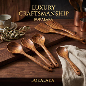 BOKALAKA teak seasoning spoon supports precise flavoring control.