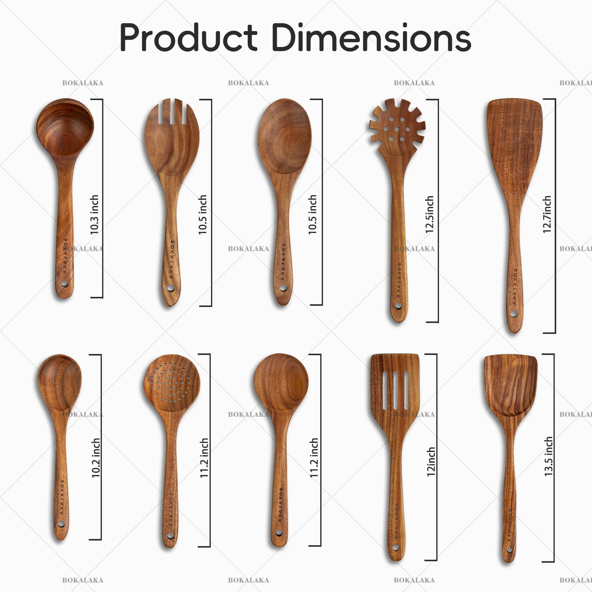 BOKALAKA teak slotted spatula drains liquids while cooking.
