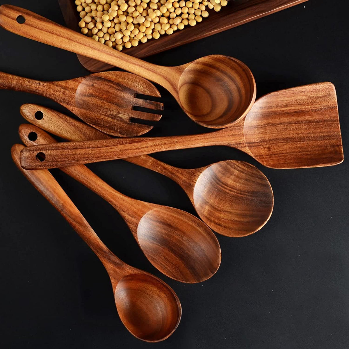 BOKALAKA teak soup spoon for serving warm broths