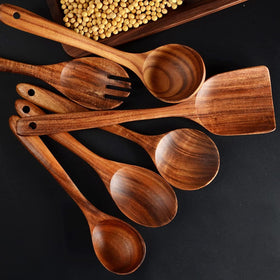 BOKALAKA teak soup spoon for serving warm broths