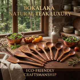 BOKALAKA teak spaghetti spoon perfect for lifting and serving pasta.