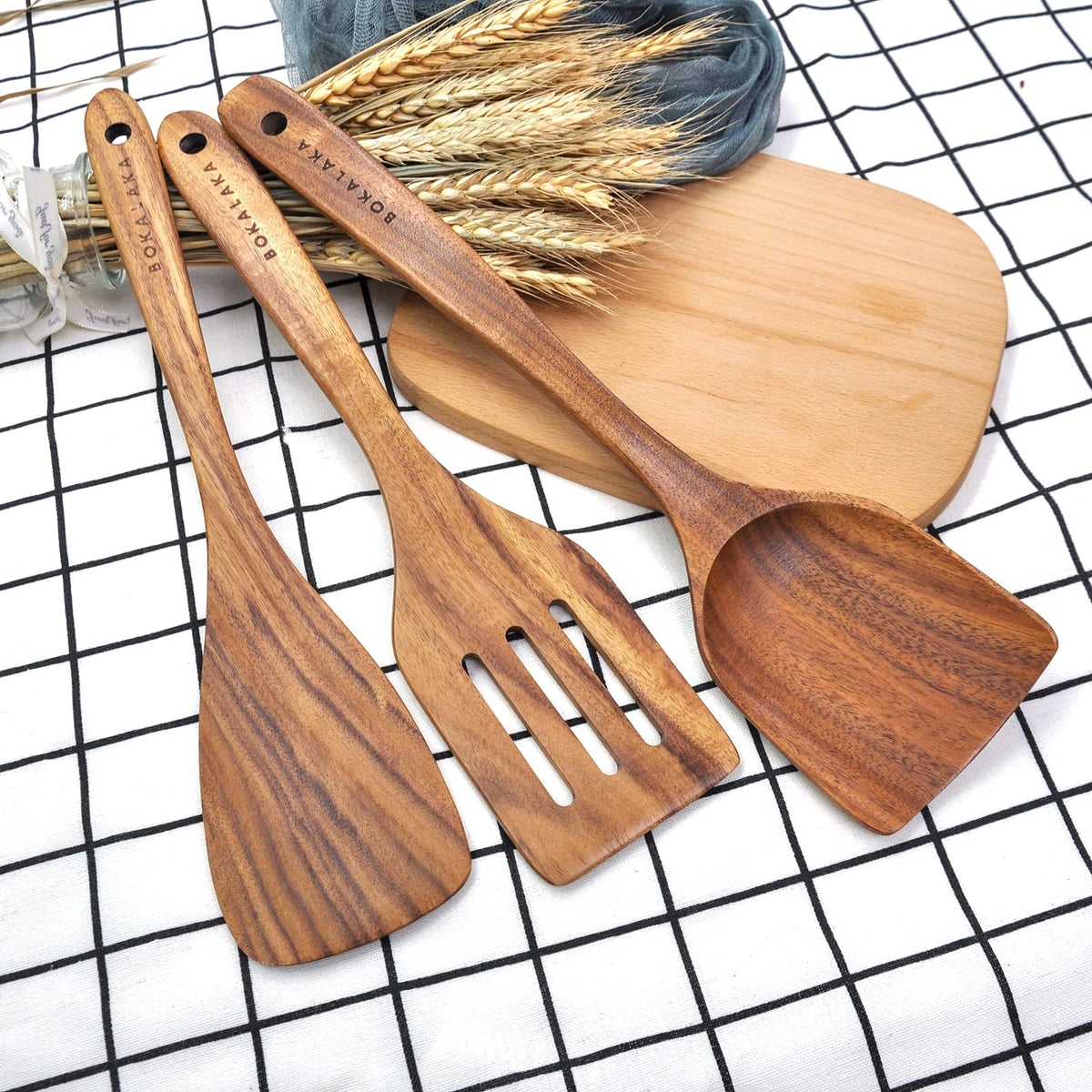 BOKALAKA teak strainer spoon blends straining with serving