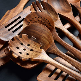 BOKALAKA teak wok spatula heat-resistant and pan-safe