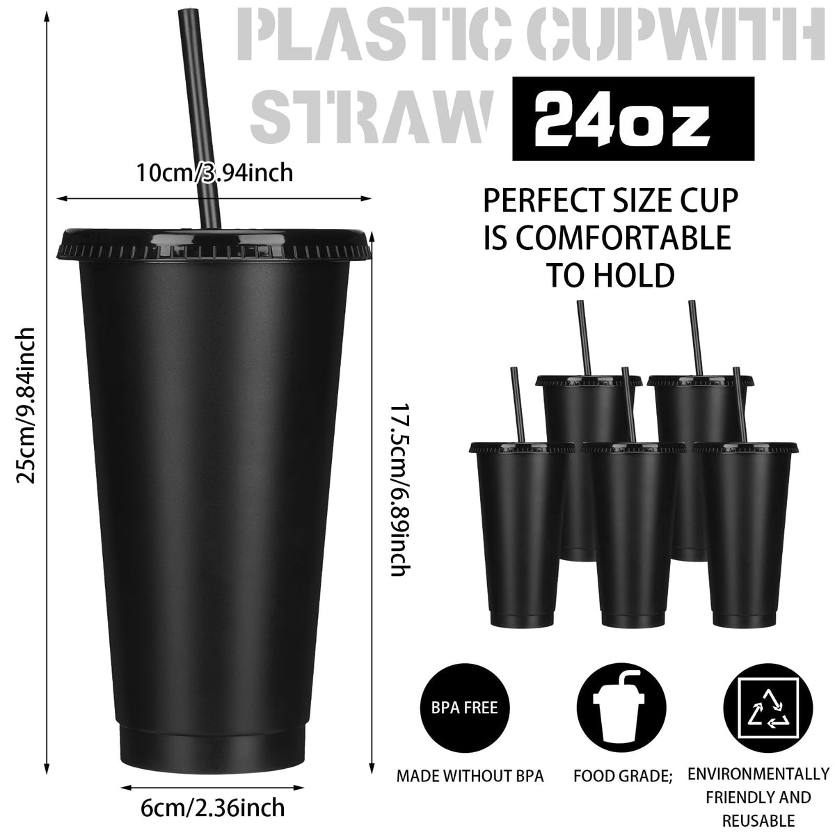 Bokon bulk 15-pack tumblers in black with lids, ideal for events and parties