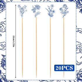 Bokon durable bamboo picks with floral toppers add vintage charm to hors d'oeuvres