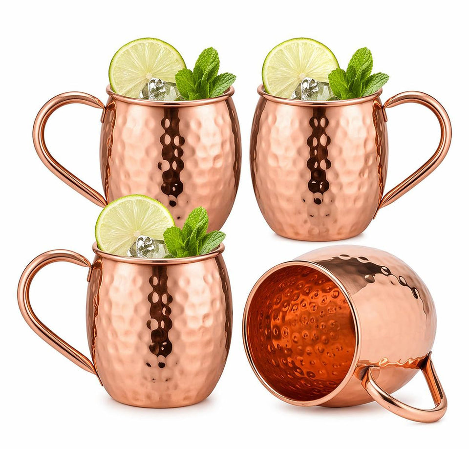 BOLD & DIVINE 16 oz Moscow Mule copper mug set in gleaming copper for entertaining