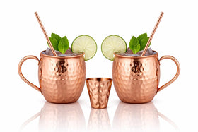 Bold and Divine Moscow Mule copper mug set of 2 for elegant cocktails and chilling.