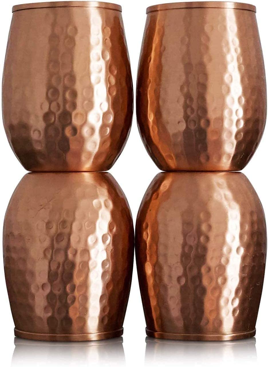 Close-up of hammered texture on Bold & Divine copper cups for a secure grip.