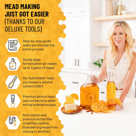 Bold I'Land complete mead making kit contents laid out for easy assembly