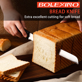 BOLEXINO ergonomic soft-handle bread knife with comfortable grip