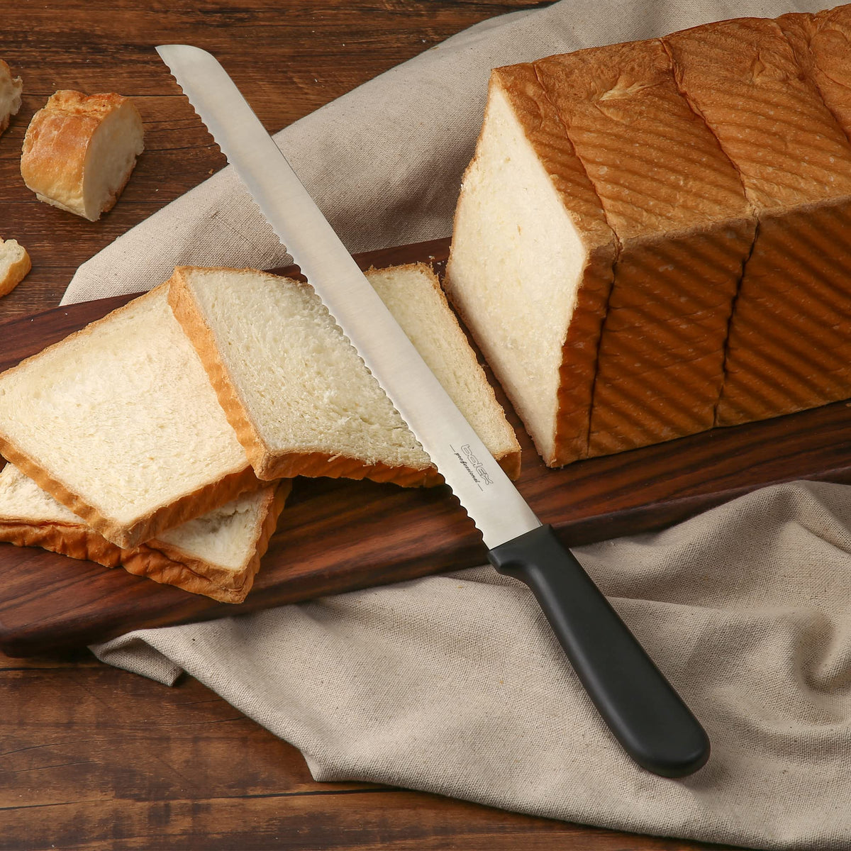 BOLEXINO stainless 420J2 bread knife with durable edge for long-lasting use