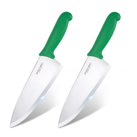 BOLEXINO wide 8-inch chef knife for precise slicing in kitchens.