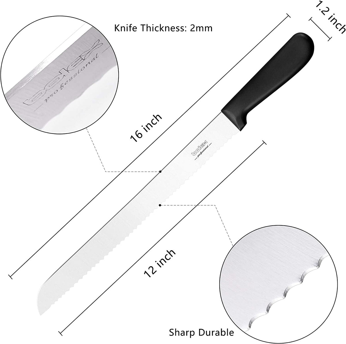 BOLEXINO wide wavy edge knife ideal for even slices of crusty loaves