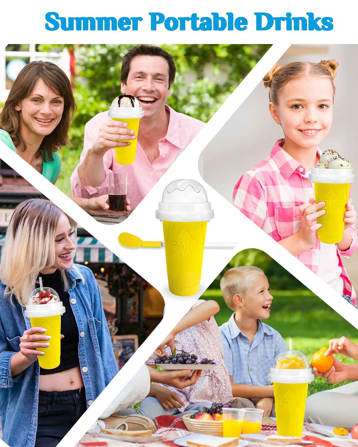 Bollove Slushie Cup blends juice quickly into refreshing frozen drinks.