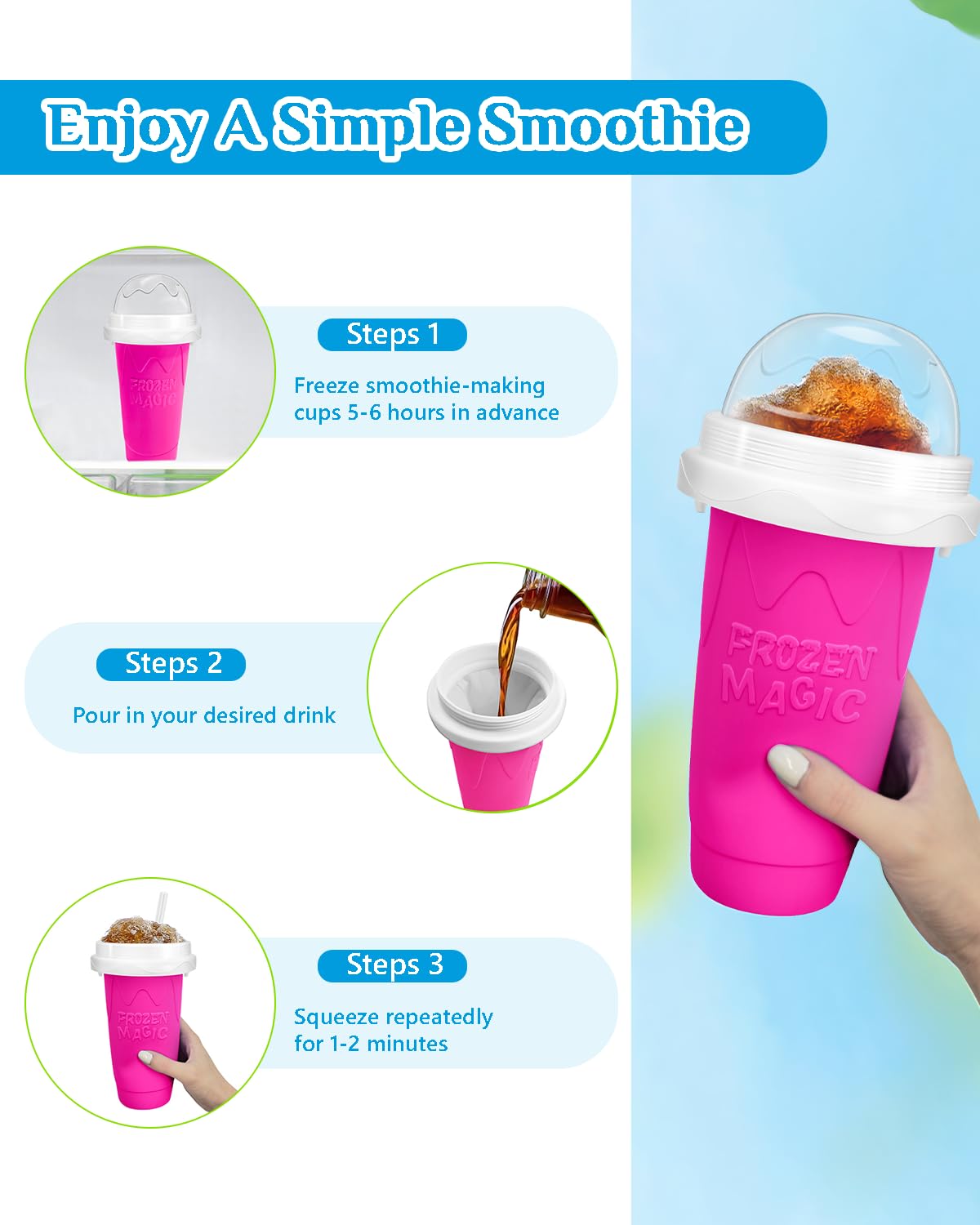 Bollove Slushie Cup portable design for picnics and school days.