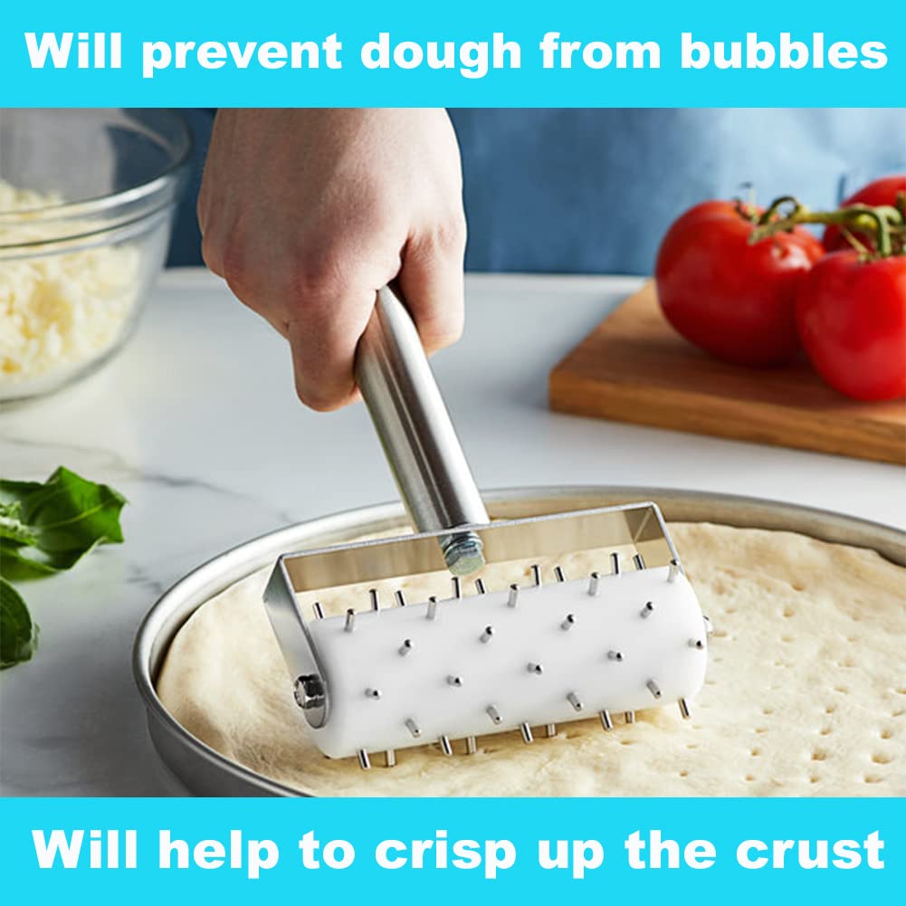 Boltcorrse pizza docker with heavy handle and pins promotes crispy crust.