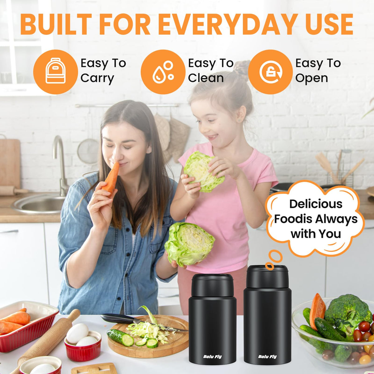 Bolu Fly two folding spoons shown with the set for convenient meals.