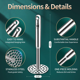 BOMANSI BOMS easy-clean-large-hole masher rinses clean in minutes.