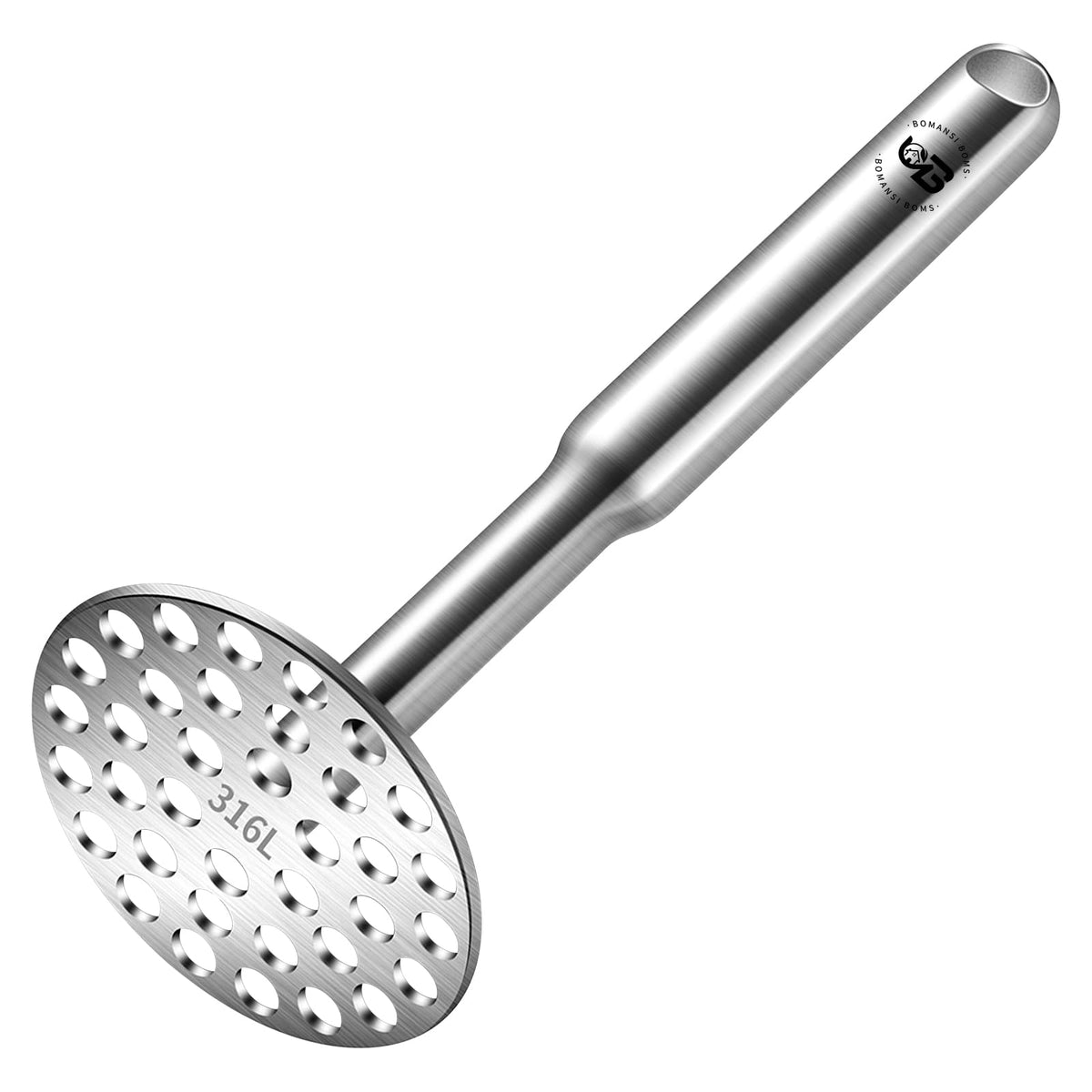 BOMANSI BOMS potato masher with 316L plate for durable, lump-free potato mashing.