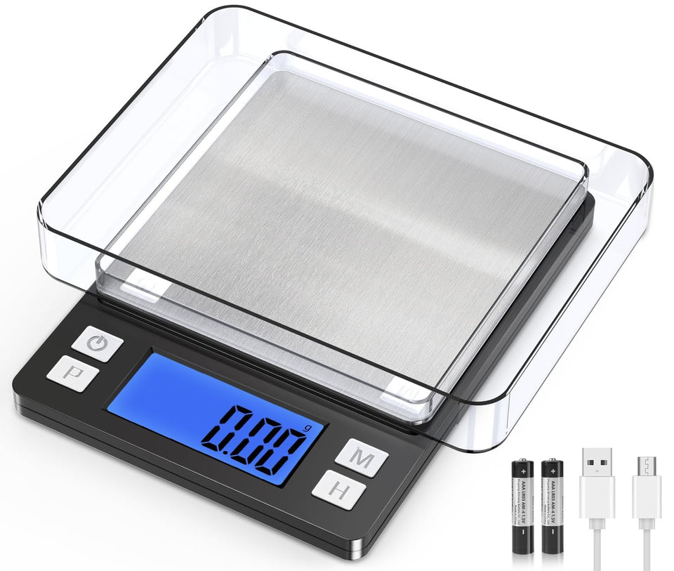 BOMATA 0.01g scale display with backlight for precise micro measurements.