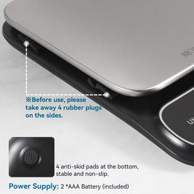 BOMATA compact scale fits small countertops at 5.8 x 7.8 in.