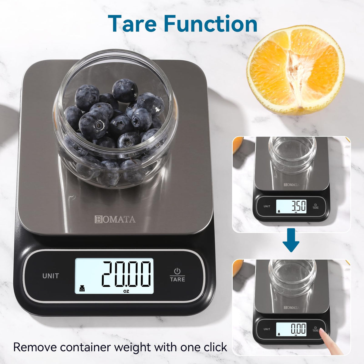 BOMATA scale runs on two AAA batteries for cordless use.