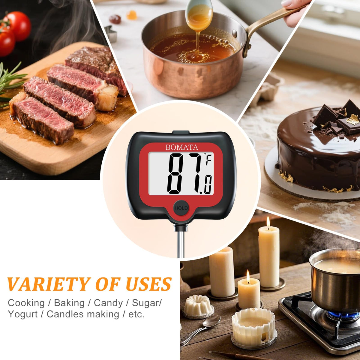 BOMATA battery-included thermometer ready for use.