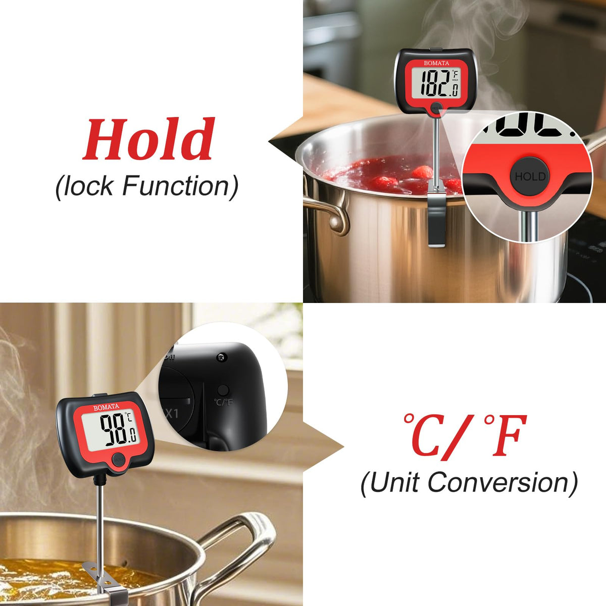 BOMATA NSF certified kitchen thermometer with food-grade probe.