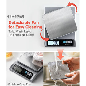 BOMATA precision scale showing 0.1 g increments for delicate ingredients