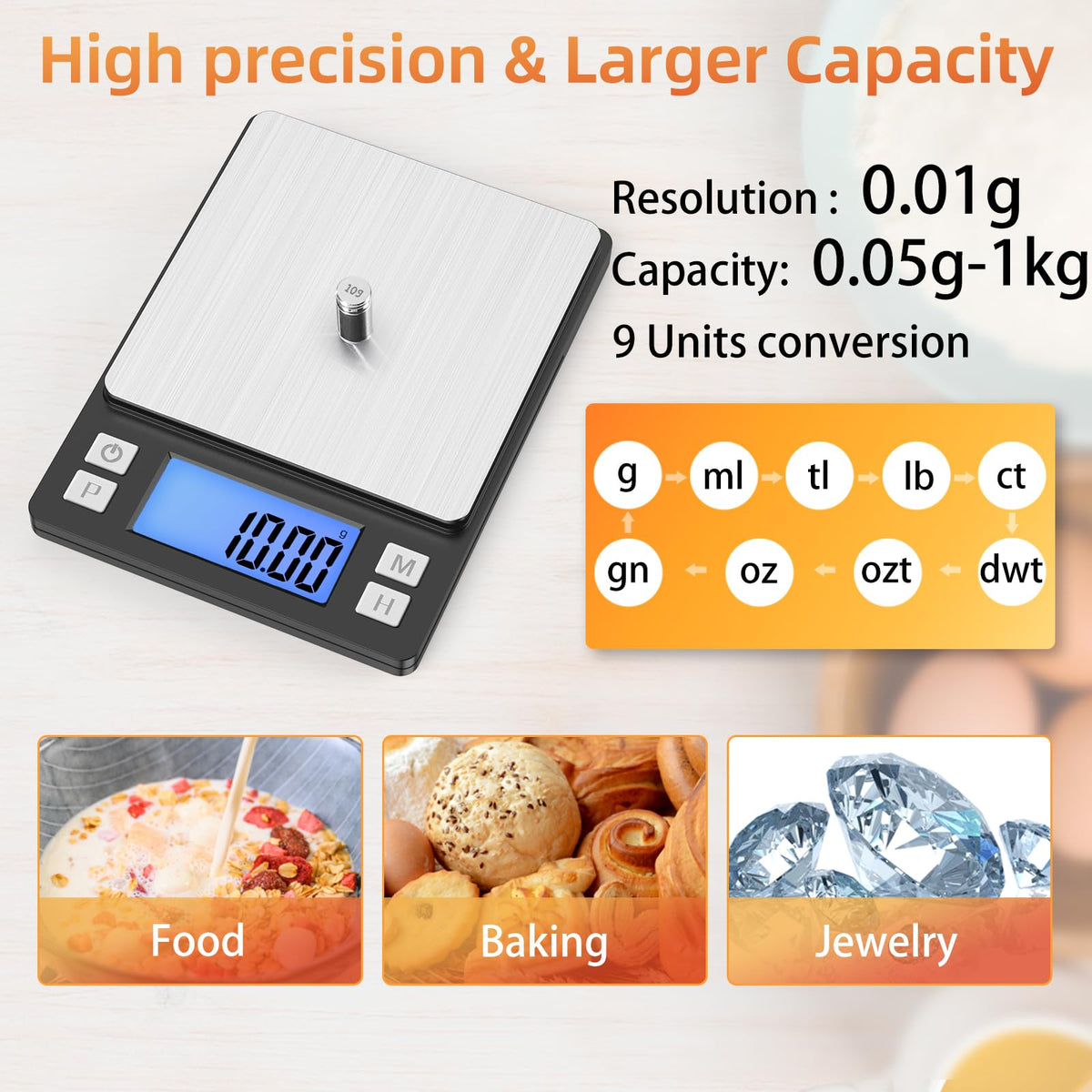 BOMATA scale with large display and backlight for clear reading in any lighting.
