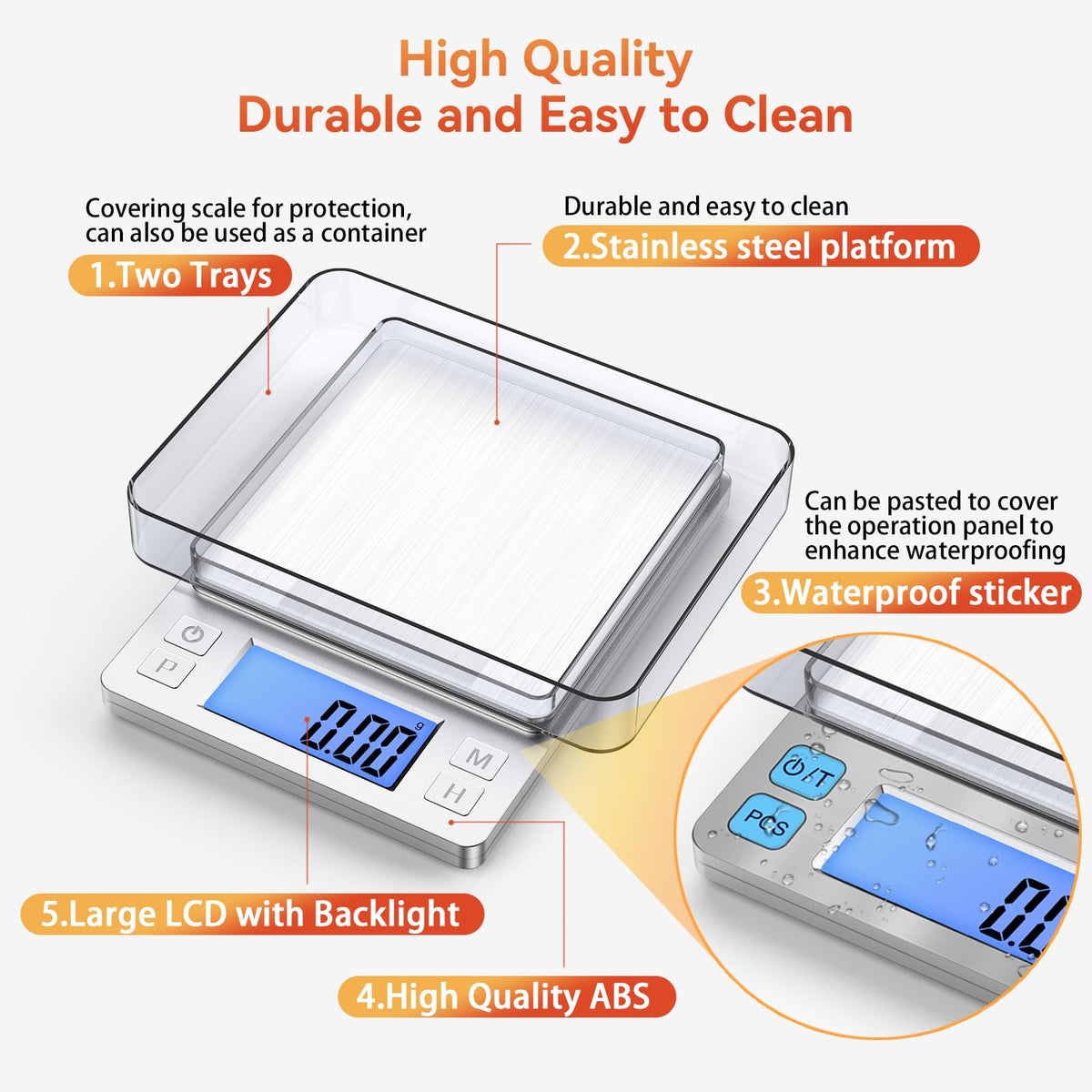 BOMATA stainless steel platform with trays for easy cleaning