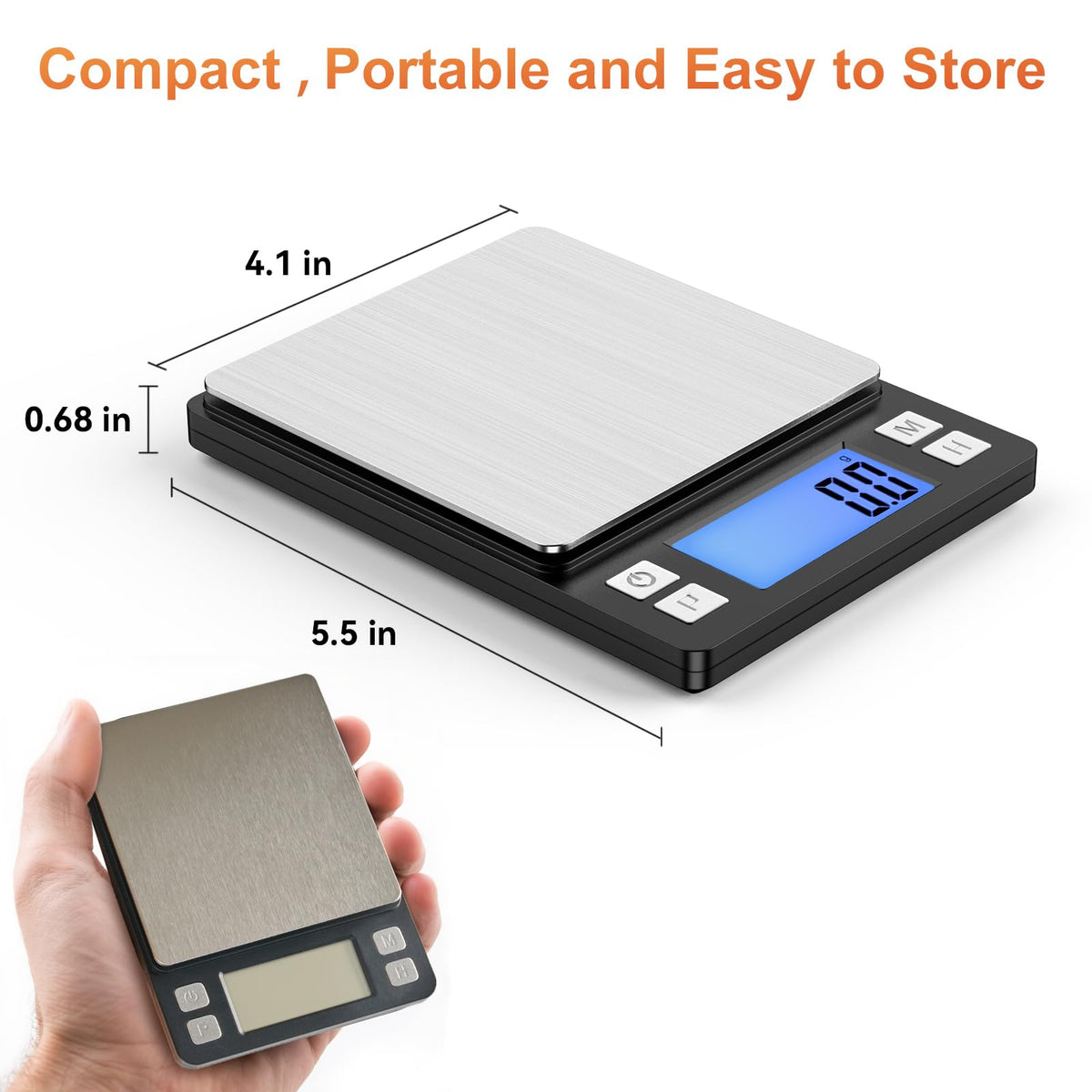 BOMATA Upgraded Small Scale precision 0.1 g enables fine measurements for jewelry or spices.