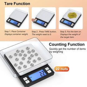 BOMATA Upgraded Small Scale two trays allow versatile weighing setups for various items.