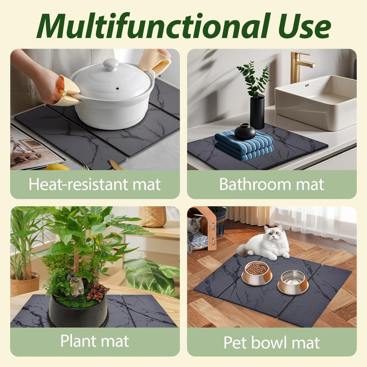 BOMOKS heat-resistant, multipurpose mat serves as a pet feeding area