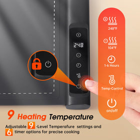 BOMOVA warming mat with 9 temperature levels offers flexible heat for dips, sides, and mains