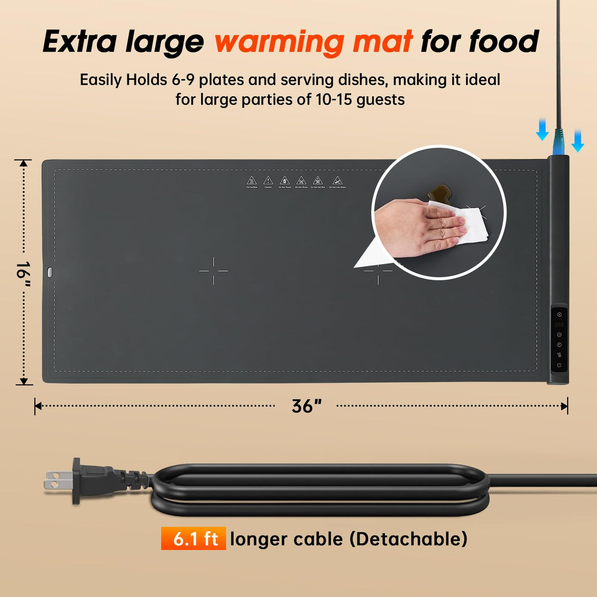 BOMOVA warming mat demonstrates even heat across the surface for consistent buffet service