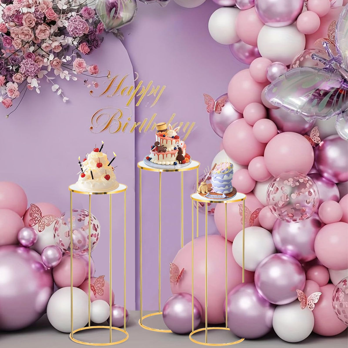 Bonastella cylinder stand decor-table-vases versatile use for bouquets, vases, or candles.