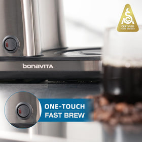Pre-infusion mode in Bonavita BV1901TS blooms grounds for aroma.