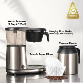 SCA-certified Bonavita BV1901TS brewer emphasizes quality and consistency.