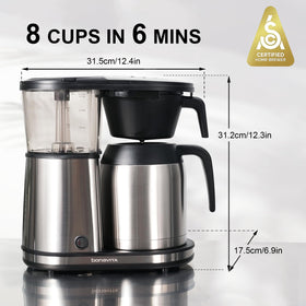 Bonavita BV1901TS stainless steel thermal carafe keeps coffee hot.