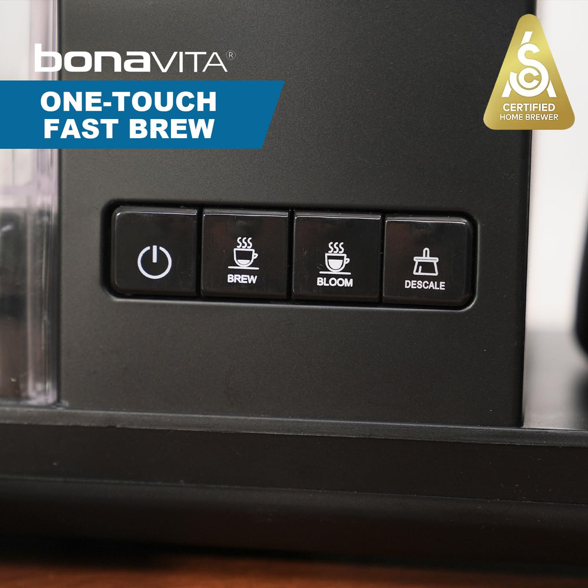 Bonavita Enthusiast pause-serve mechanism enables quick interruption during brew.