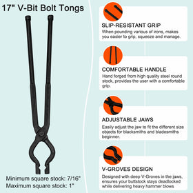 Bonbo Wolf Jaw Tongs assembly closeup shows precise alignment for bladesmith work.