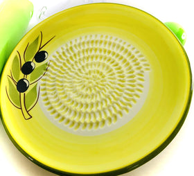 BonCera ceramic grater plate 5.25-inch with yellow olive design for quick grating