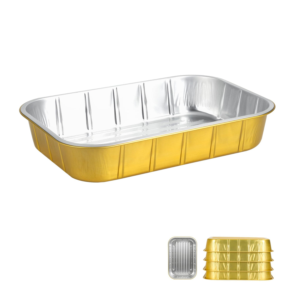 BondOnLum gold exterior 9x13 pan, ideal for elegant serving and even heating.