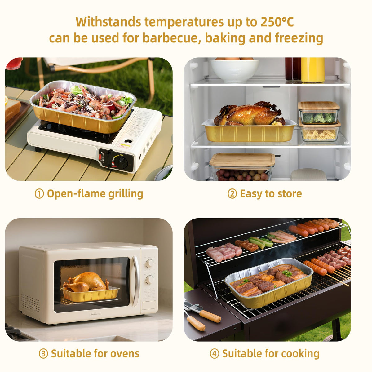 BondOnLum heavy-duty foil pan, durable and leak-proof for outdoor cooking.