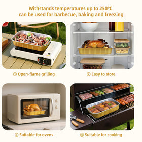 BondOnLum heavy-duty foil pan, durable and leak-proof for outdoor cooking.